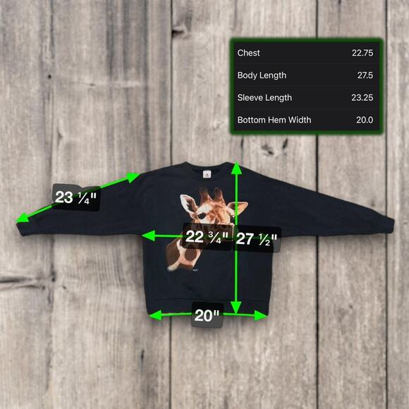 ★ Giraffe Realistic Graphic Print Vintage (1980s) Sweatshirt ★ - Picture 6 of 7